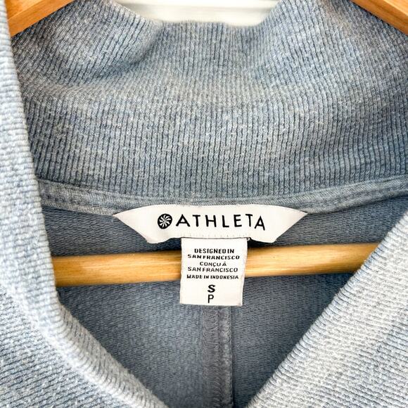 Athleta Coaster Luxe Shawl Collar Pullover Sweatshirt Blue Size S Petite EUC - Picture 6 of 8